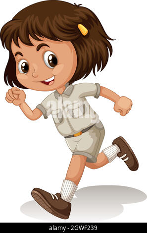 Little girl in scout uniform Stock Vector