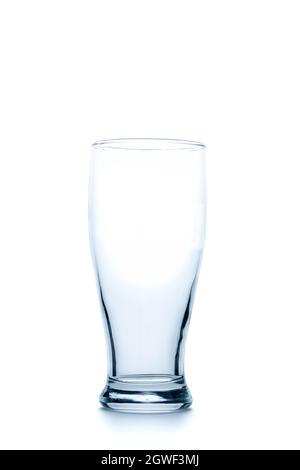 empty Pilsner glass or beer glass isolated on white background, glassware concept Stock Photo