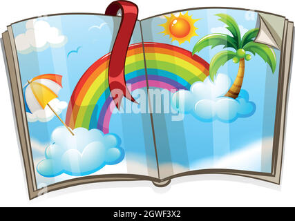 Colorful rainbow in the book Stock Vector