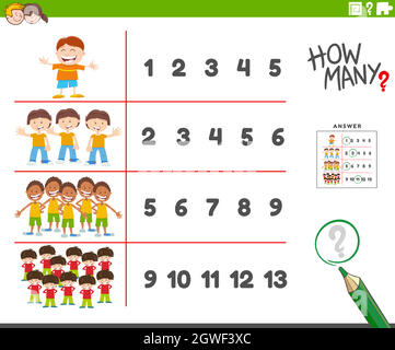 counting educational activity with cartoon boys characters Stock Vector