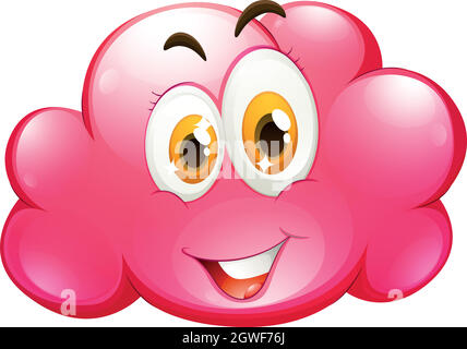 Cute face on pink cloud Stock Vector