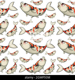 Seamless background with koi fish Stock Vector