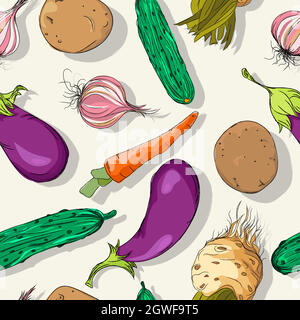 Vegetables sketch pattern 2 Stock Vector