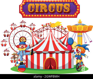 Circus and Clown Performance Stock Vector