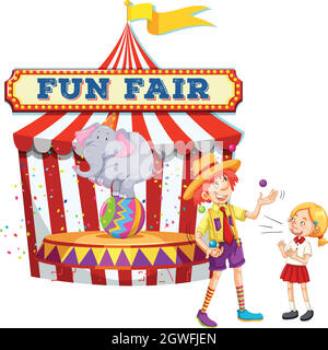 Fun Fair Show on White Background Stock Vector