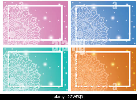 Four background with mandala patterns Stock Vector