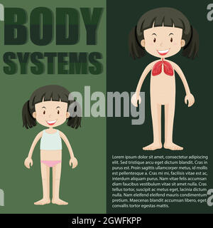 Anatomy human body. Infographic with girl and visual structure internal