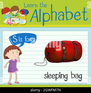 Flashcard letter S is for sleeping bag Stock Vector