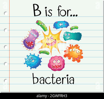 Flashcard alphabet B is for bacteria Stock Vector