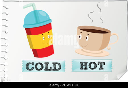 Opposite adjectives with cold and hot Stock Vector
