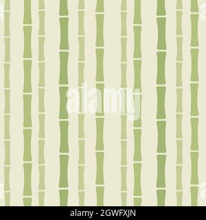 Seamless bamboo pattern. Bamboo stalks on muted beige background. Simple cartoon style vector texture. Stock Vector