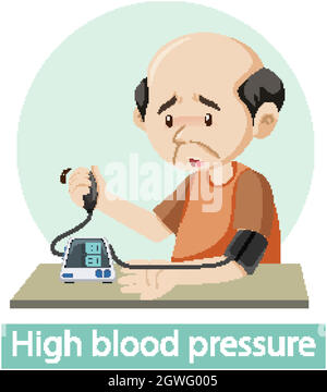 Cartoon character with high blood pressure symptoms illustration Stock ...