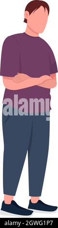 Man with crossed arms semi flat color vector character Stock Vector