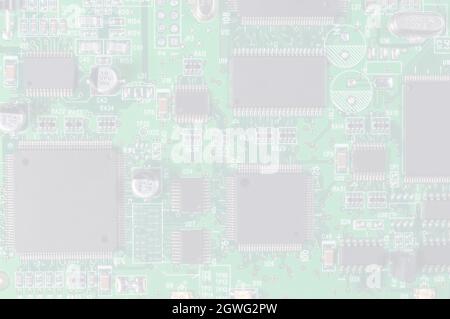 White abstract texture background of electronic circuit board. Computer technology background or wallpaper. Stock Photo