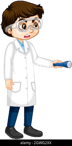 A boy cartoon character wearing laboratory coat Stock Vector