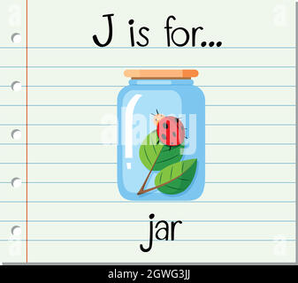 Flashcard letter J is for jar Stock Vector