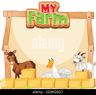 Border template design with farm animals Stock Vector