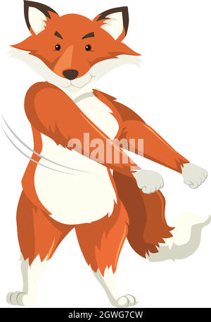 A fox dancing on white background Stock Vector