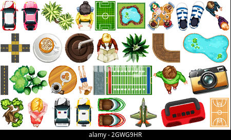 Set of aerial element park decorations isolated Stock Vector Image ...