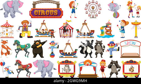 Large circus themed set Stock Vector
