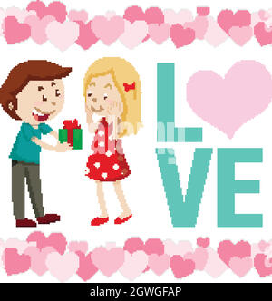 Valentine theme with love couple and many hearts Stock Vector