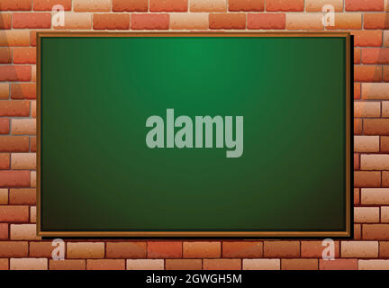 Blackboard on the brick wall Stock Vector