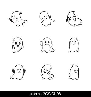 cute ghost Vector icon design illustration Template Stock Photo