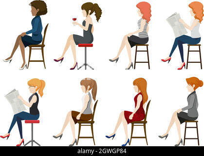 Faceless girls sitting down Stock Vector