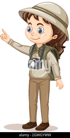 Cartoon character of a girl in camping outfits Stock Vector