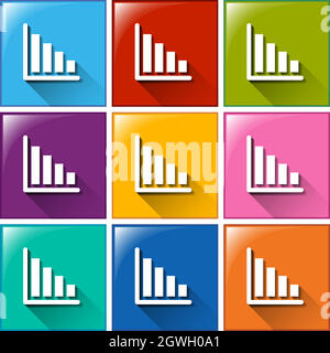 Buttons with line graphs Stock Vector