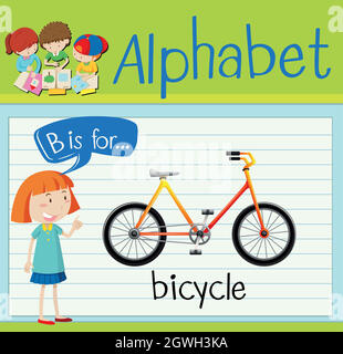 Flashcard letter B is for bicycle Stock Vector