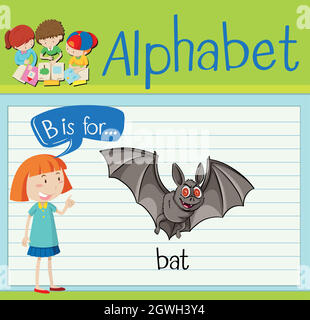 Flashcard letter b is for bat Stock Vector