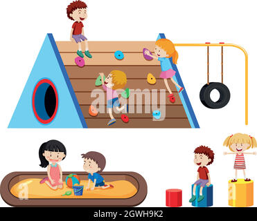 Children and outdoor playground illustration Stock Vector Image & Art -  Alamy