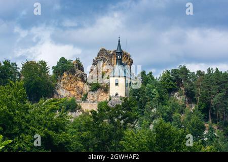 Mala Skala, Czech republic - August 07, 2021. Mala Skala - Little Rock Castle in Summer Stock Photo