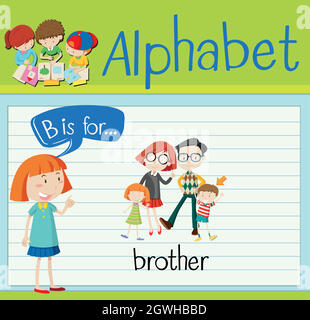 Flashcard alphabet B is for brother Stock Vector