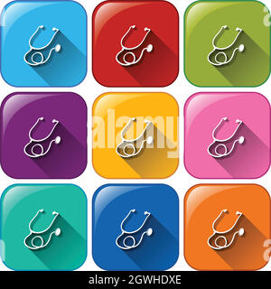 Buttons with stethoscopes Stock Vector