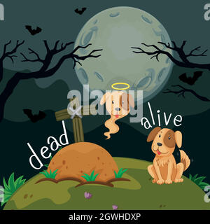 Opposite words for dead and alive Stock Vector