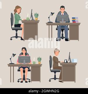 four businesspersons working Stock Vector