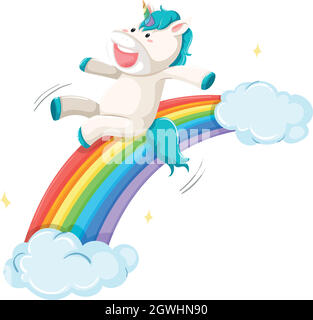 A unicorn on rainbow Stock Vector