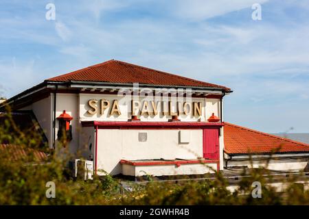 Felixstowe Suffolk UK September 17 2021: The Spa Pavilion theater in Felixstowe which overlooks the beach and the sea. Popular venue for touring artis Stock Photo