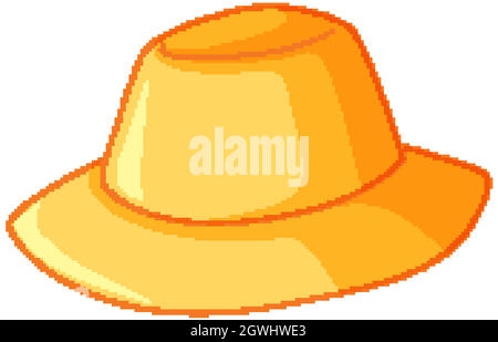 Yellow women hat in cartoon style isolated on white background Stock Vector