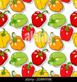Bell peppers repeating pattern Stock Vector