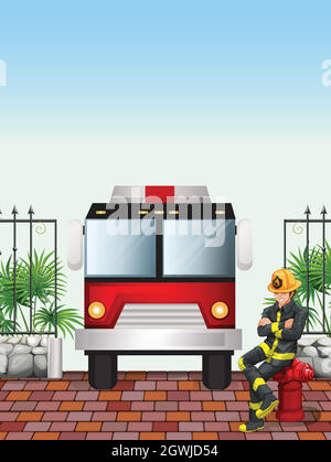 A fireman sitting above the hydrant Stock Vector Image & Art - Alamy