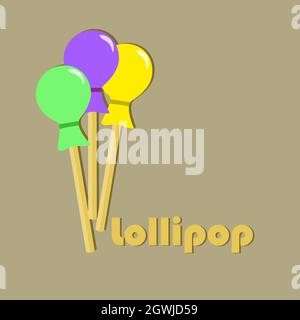 Sweet multicolored chupa chups on a stick. Stock Vector