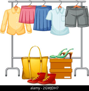 Isolated clothes on the rack display Stock Vector
