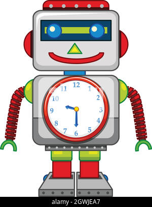 A robot toy on white background Stock Vector