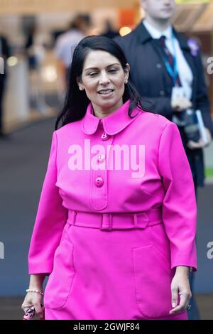 MANCHESTER, UK. OCT 3RD Priti Patel MP, Home Secretary, during the Conservative Party Conference at Manchester Central, Manchester on Sunday 3rd October 2021. (Credit: MI News) Credit: MI News & Sport /Alamy Live News Stock Photo