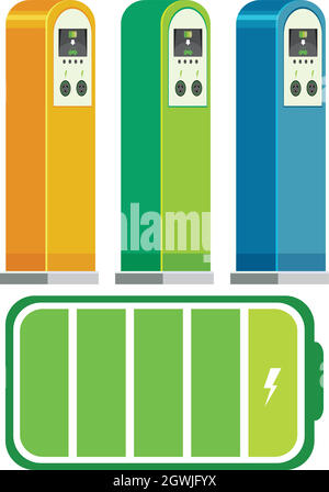 Electric car charging stations concept Stock Vector