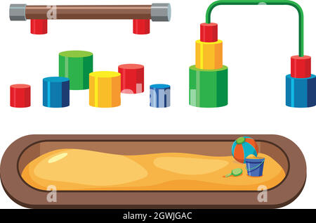 Set of playground equipment on white background Stock Vector