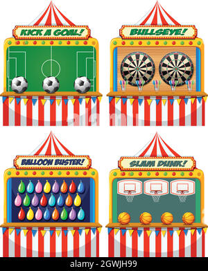 A Set of Fun Fair Game Stock Vector